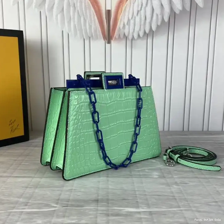 Affordable Bag Mini Green Peekaboo Leather In Crocodile Fendi Cut 0625